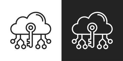 Key Icon In Line Version On Black And White Background