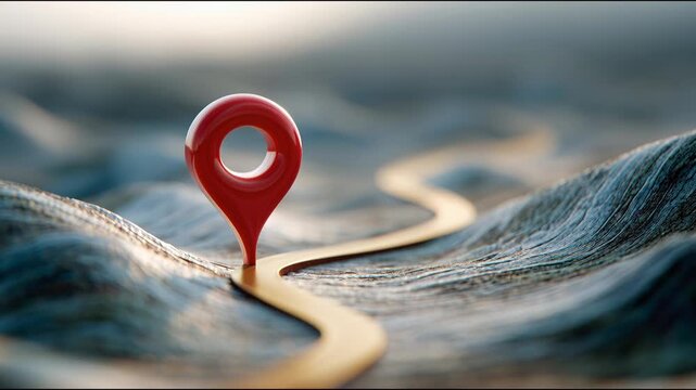 Red pin positioned on a gentle wave symbolizing business continuity roadmap icon concept for professionals. Business Continuity Roadmap &ndash; Animated Video Version