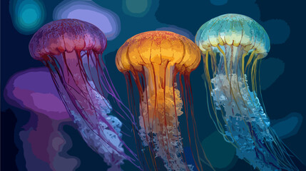 jellyfish in a blue water