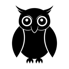 Classic Owl Shape Vector Icon on White.