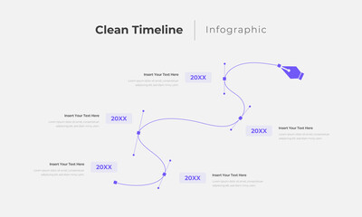 Clean Timeline Infographic Template Modern Minimal Graphic Pen Line Design for Business Presentation