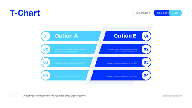 Corporate T Chart Infographic Modern Template Comparison Diagram