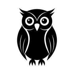 Owl Bird Silhouette Graphic on White.