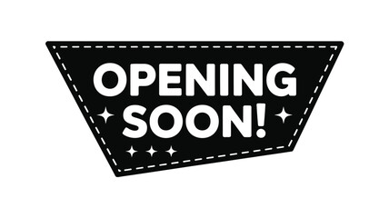 Opening soon announcement badge with stars