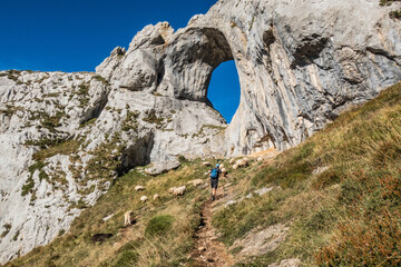 Trekking at Ojo de Buey (Bull's Eye) , Pelugano, Asturias, Spain