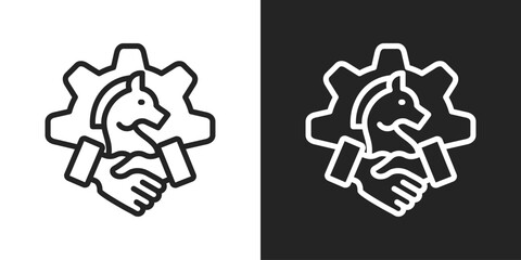 Strategic Alliance Icon In Line Version On Black And White Background