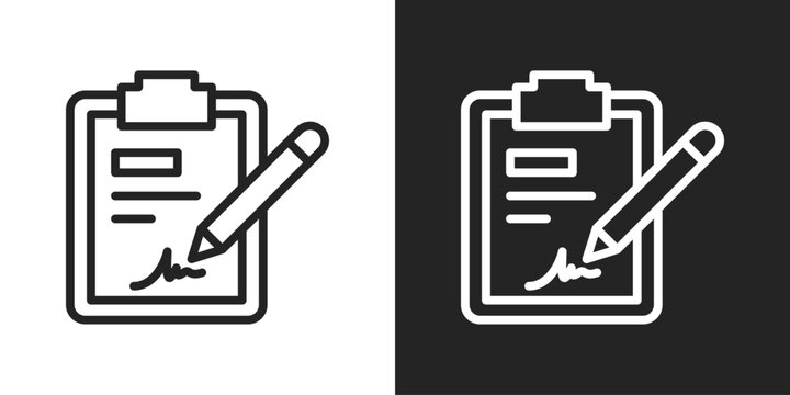 Contact Icon In Line Version On Black And White Background