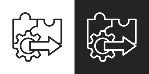 Integration Icon In Line Version On Black And White Background