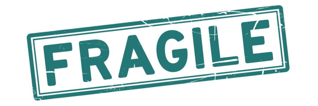 Distressed green fragile stamp label for shipping and packaging
