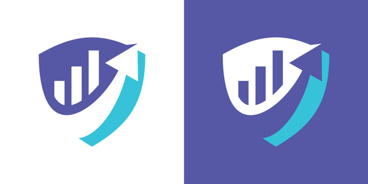 A modern dual-meaning logo combining a shield and an upward financial arrow, symbolizing secure growth, protection, and strong financial progress in a clean, professional design.