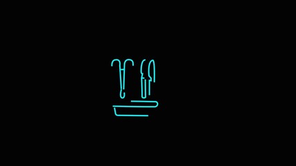 equipment surgical scalpel and scissors blue on black background abstract medical instrument icon symbol - Powered by Adobe
