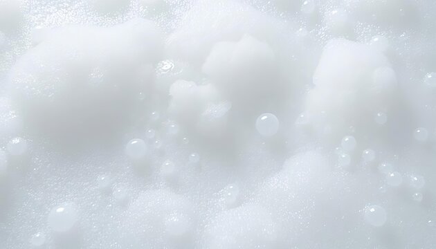 Close-up of fluffy, swirling bubble bath suds, white and iridescent, peaceful, gentle - Powered by Adobe