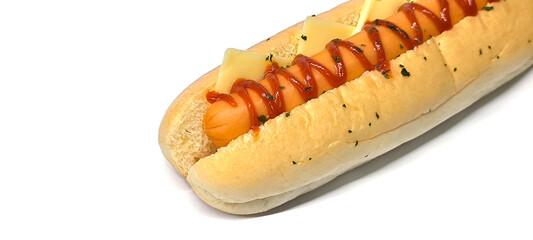 Hot dog with cheese and ketchup