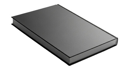 A closed book with a gray cover isolated on transparent background for reading, education, and knowledge concept