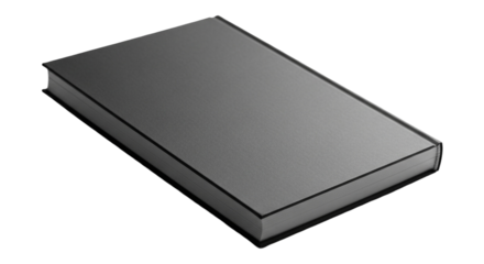 A closed book with a gray cover isolated on transparent background for reading, education, and knowledge concept