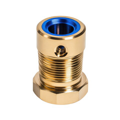 Gold and blue fitting on transparent background