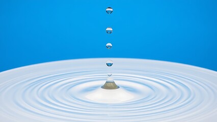 highspeed. Water droplets creating concentric ripples on a drum surface, blue background. event key visuals, club posters, designed for fitness apps and gym onboarding, used by event planners.