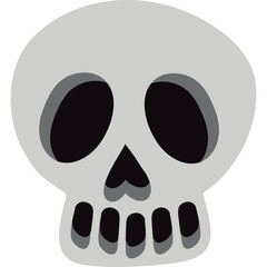 Stylized Gray Skull With Dark Eye Sockets And Jaws Against A White Background Haunting And Eerie Symbol Of Mortality