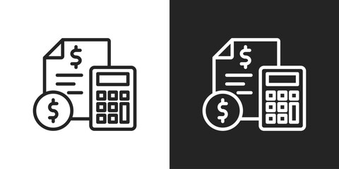 budgeting Icon In Line Version On Black And White Background