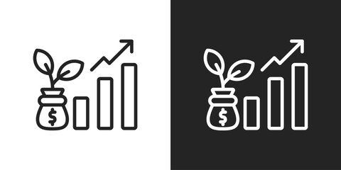 Growth Icon In Line Version On Black And White Background
