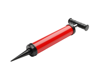 Red ball pump with black handle isolated on transparent background