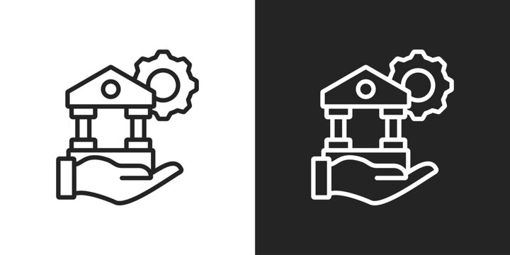 monetary policy Icon In Line Version On Black And White Background