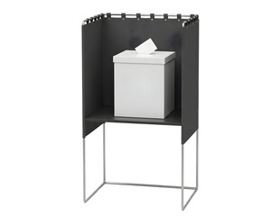 Voting booth with ballot box isolated on transparent background