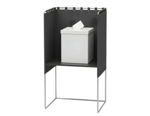 Voting booth with ballot box isolated on transparent background