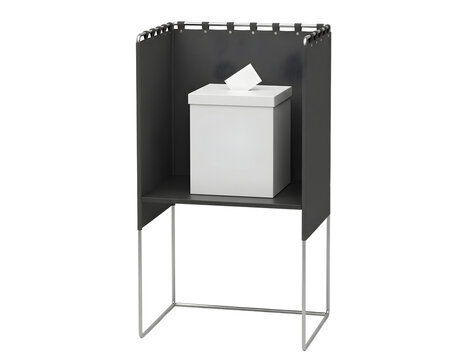 Voting booth with ballot box isolated on transparent background