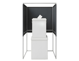 Voting booth with ballot box isolated on transparent background