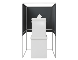 Voting booth with ballot box isolated on transparent background