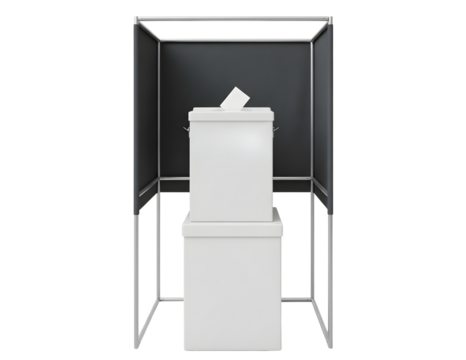 Voting booth with ballot box isolated on transparent background