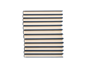 Stack of hardback books isolated on transparent background