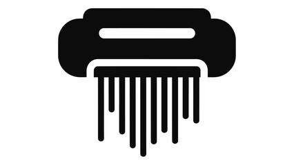 Icon of a paper shredder, a machine that securely destroys sensitive documents isolated on white background symbol of da