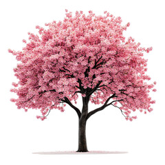 A pink flowering tree on transparent background