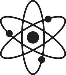 Atom Nucleus Model Icon Vector - Scientific Technology Symbol of Orbiting Electrons