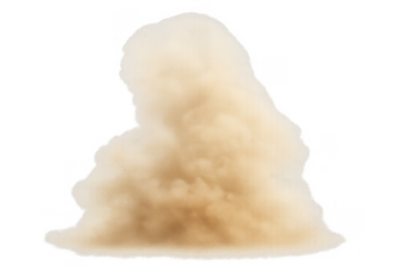 Rising dust cloud effect creating smoke and sandstorm with dynamic motion isolated on transparent background