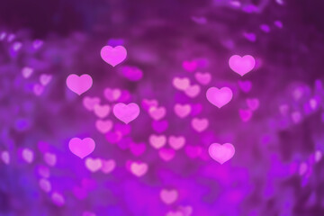 Abstract beautiful blurred pink colored of swirling heart shaped bokeh from ornamental lights flickering in the park. Background for Valentine&rsquo;s day or Love or Romance concept.