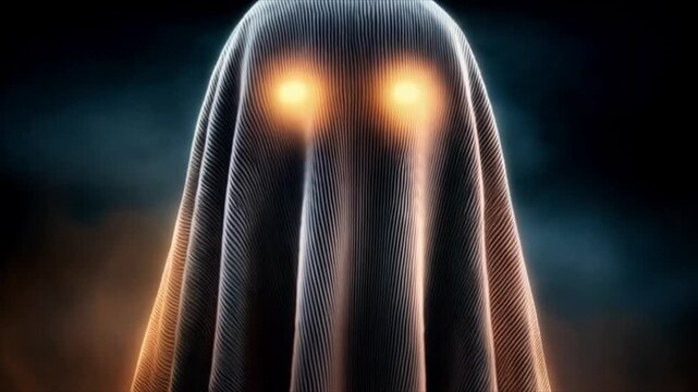 Eerie Ghostly Apparition with Glowing Eyes in the Darkness.