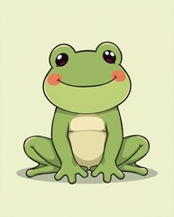 Fototapeta premium Cheerful Frog's Delight: A charming frog sits contentedly, showcasing its playful side and inviting a sense of lightheartedness.