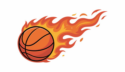 Flaming basketball graphic design element, fiery sports illustration
