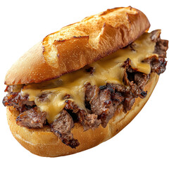 A cheesesteak sandwich on transparent background