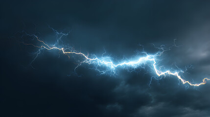  realistic lightning bolt with bright flare and electric spark on dark sky featuring thunderstorm energy flash blue glow powerful nature strike and white background for abstract design