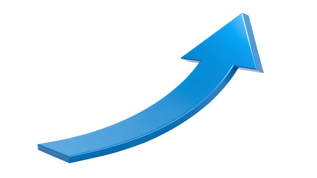 Blue arrow pointing up isolated cut out on PNG. AI GENERATED.