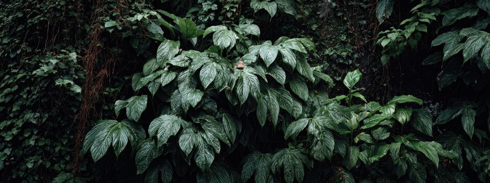 Lush green foliage, dark and dense