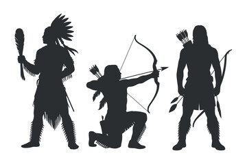Native american indians with bow and arrows