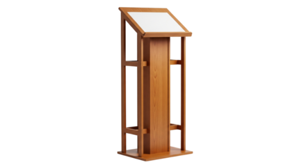 Wooden lectern isolated on transparent background
