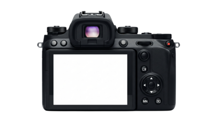 Back view of digital camera isolated on transparent background