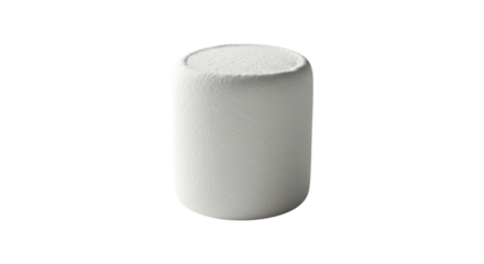 Single white marshmallow isolated on transparent background in studio shot