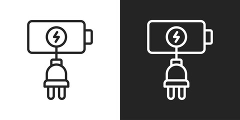 Smart Charging Icon In Line Version On Black And White Background